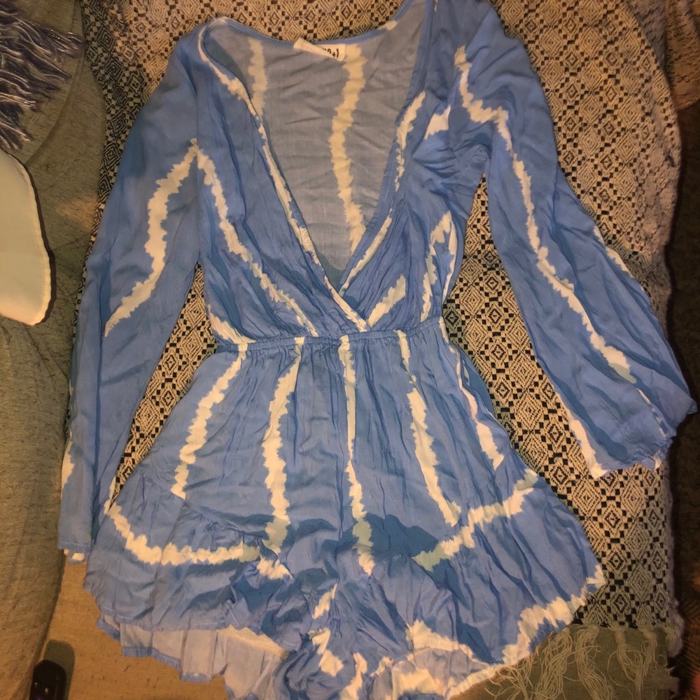 Blue and White Romper